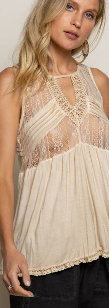 POL Sleeveless Lace Crochet Top